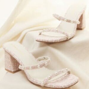 Altar'd State Blush Tweed Wedge Sandals